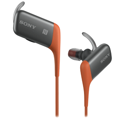 sony mdr-as600bt splash-proof bluetooth nfc in-ear headphones (orange)